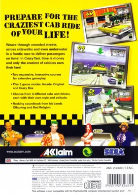 Crazy Taxi box cover back